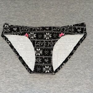 NWT Victoria’s Secret PINK Vintage Fair Isle Ruched Bow Bikini Panties Medium